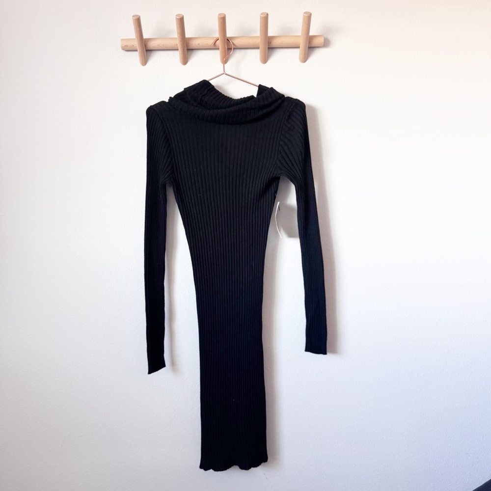 DASH Black Ribbed Knit Dress - Picture 9 of 11